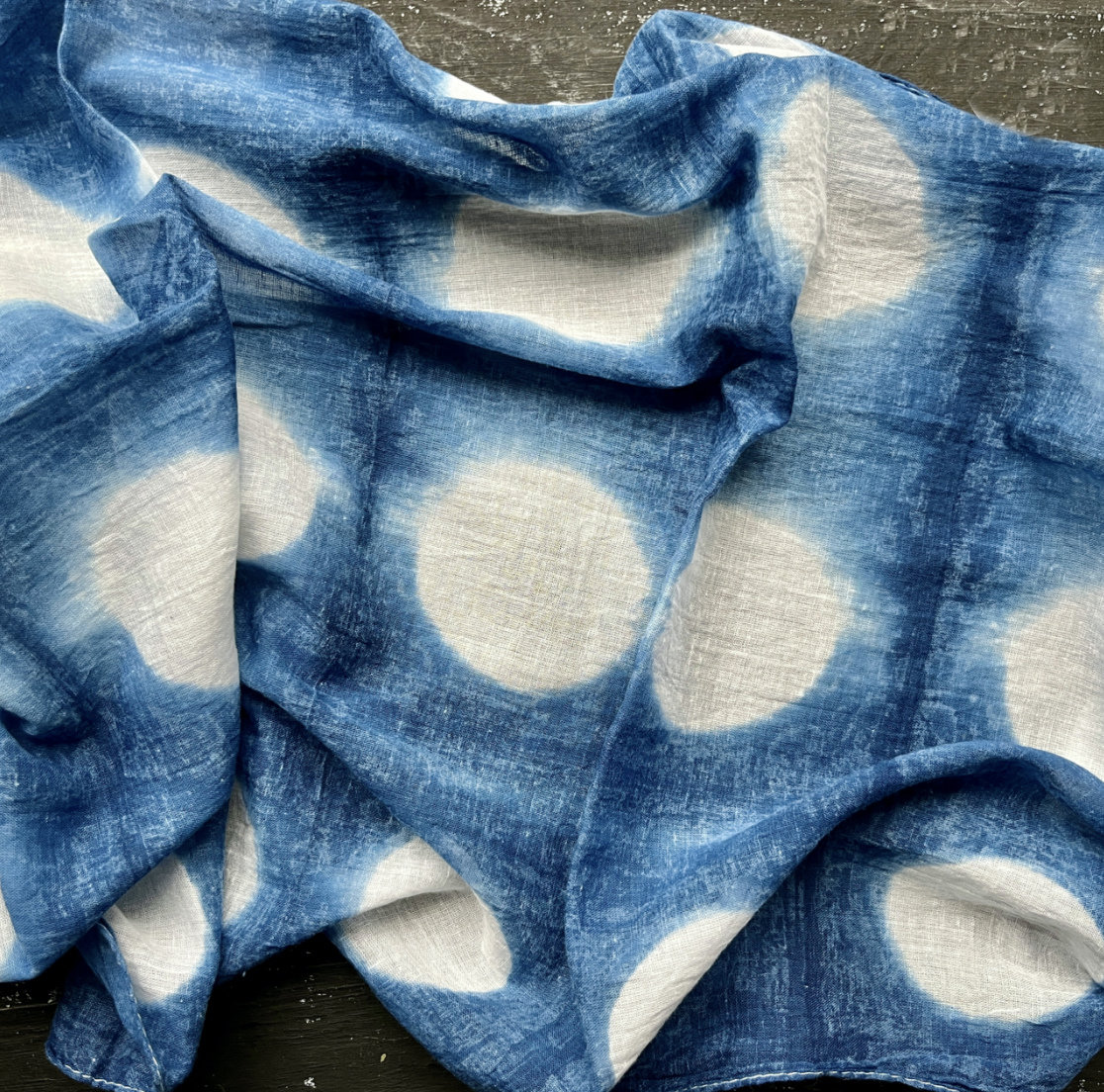 Fiber + Mud Hand Dyed Indigo Cotton Scarf: Shibori 4