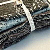 Kantha Stitch Large Scrap Bundle: Achromatic 2