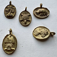 Ghanaian Brass Pendant Charms: Set of 5