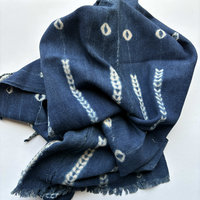 African Indigo Rustic Mudcloth Fabric/Scarf/Runner: Mid