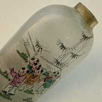 Vintage Asian Reverse Glass Hand Painted Perfume Bottle
