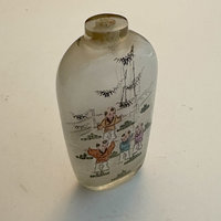Vintage Asian Reverse Glass Hand Painted Perfume Bottle