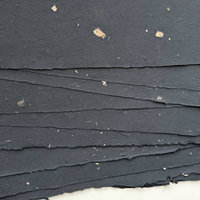 SOLD OUT: French Handmade LARGE Paper: Inky Black + Sepia Inclusions