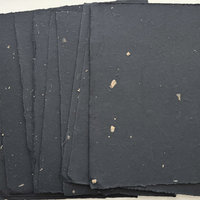 SOLD OUT: French Handmade LARGE Paper: Inky Black + Sepia Inclusions