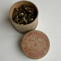Vintage Brass Fasteners in Round Box