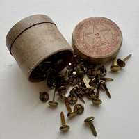 Vintage Brass Fasteners in Round Box
