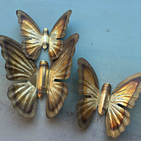 SOLD: Vintage Brass Butterfly Trio