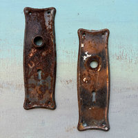 SOLD: Vintage Grungy Metal Door Plates: Pair