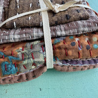 Kantha Stitch Large Scrap Bundle: Earth 1