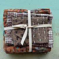 Kantha Stitch Large Scrap Bundle: Earth 1