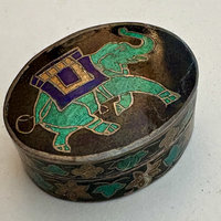 SOLD: Sterling Silver Enamel Pill Box: Elephant