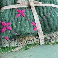 Kantha Stitch Large Scrap Bundle: Evergreen 2