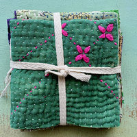 Kantha Stitch Large Scrap Bundle: Evergreen 2