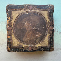 SOLD: Vintage Gold Wood Box with Portrait