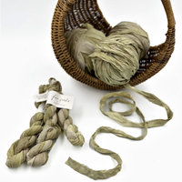 Farmette Plant-Dyed Sari Silk Ribbon: Pear