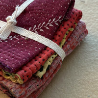 Kantha Stitch Large Scrap Bundle: Fire 1