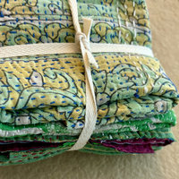 Kantha Stitch Large Scrap Bundle: Forest 1