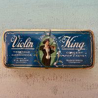 SOLD: Vintage Tin: Violin King Harmonica Case