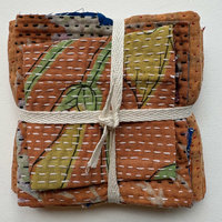 Kantha Stitch Large Scrap Bundle: Mandarin