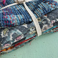 Kantha Stitch Large Scrap Bundle: Indigo 2