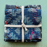 Kantha Stitch Large Scrap Bundle: Indigo 2