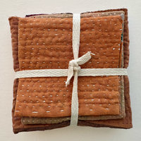 Kantha Stitch Large Scrap Bundle: Rust