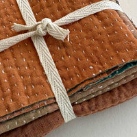 Kantha Stitch Large Scrap Bundle: Rust