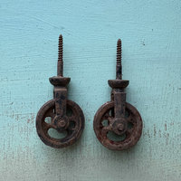 Vintage Rusty Metal Wheels/Pulleys: Pair