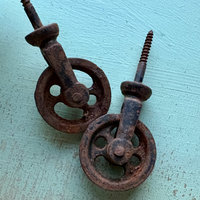 Vintage Rusty Metal Wheels/Pulleys: Pair