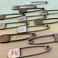 SOLD: Vintage Metal Numbered Launders Safety Pin: Large 