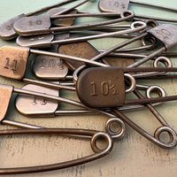SOLD: Vintage Metal Numbered Launders Safety Pin: Large 