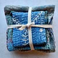 Kantha Stitch Scrap Bundle: The Blues
