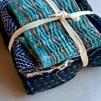 Kantha Stitch Scrap Bundle: The Blues