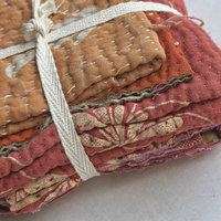 Kantha Stitch Scrap Bundle: Mandarin