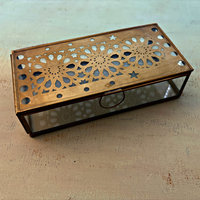 SOLD: Laser Cut Brass and Leaded Glass Box