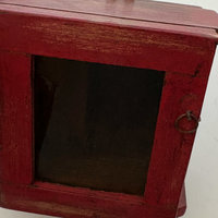 Rustic Teak Wood Clock Box: Red Medium