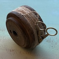 Antique Flat Twine Spool with Scissors