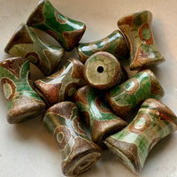 SOLD: Tibetan Agate Spool Beads: Set of 6