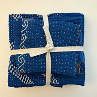 Kantha Stitch Large Scrap Bundle: The Blues