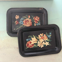 SOLD: Vintage Floral Tray Duo