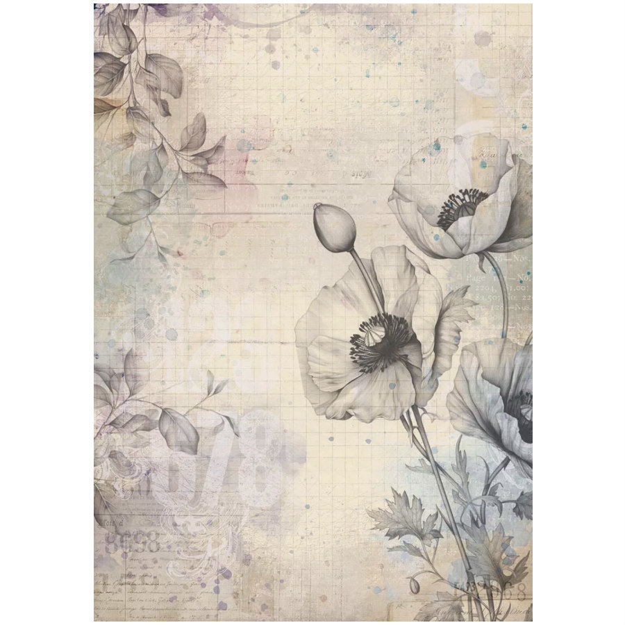 7 Dots Studio Rice Paper: Botanica Rice Poppies