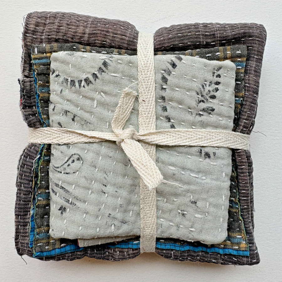 Kantha Stitch Large Scrap Bundle: Achromatic