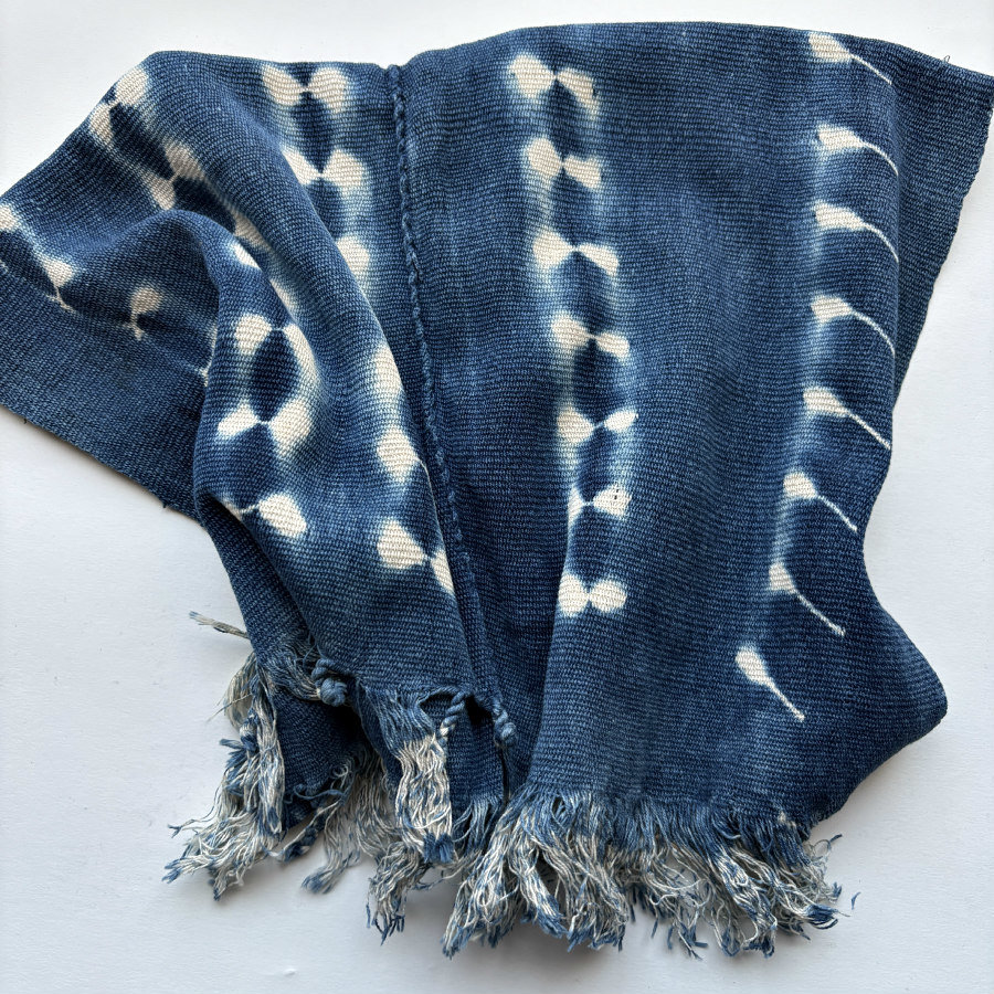 African Indigo Rustic Mudcloth Fabric/Scarf/Runner: Light