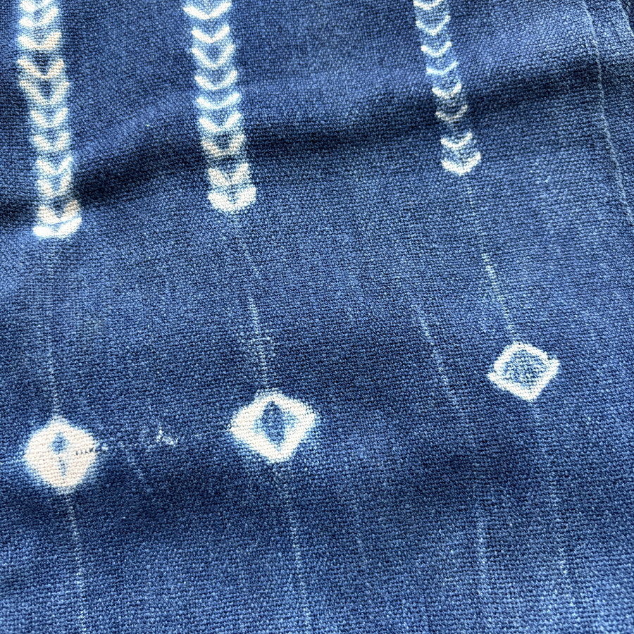 African Indigo Rustic Mudcloth Fabric/Scarf/Runner: Mid