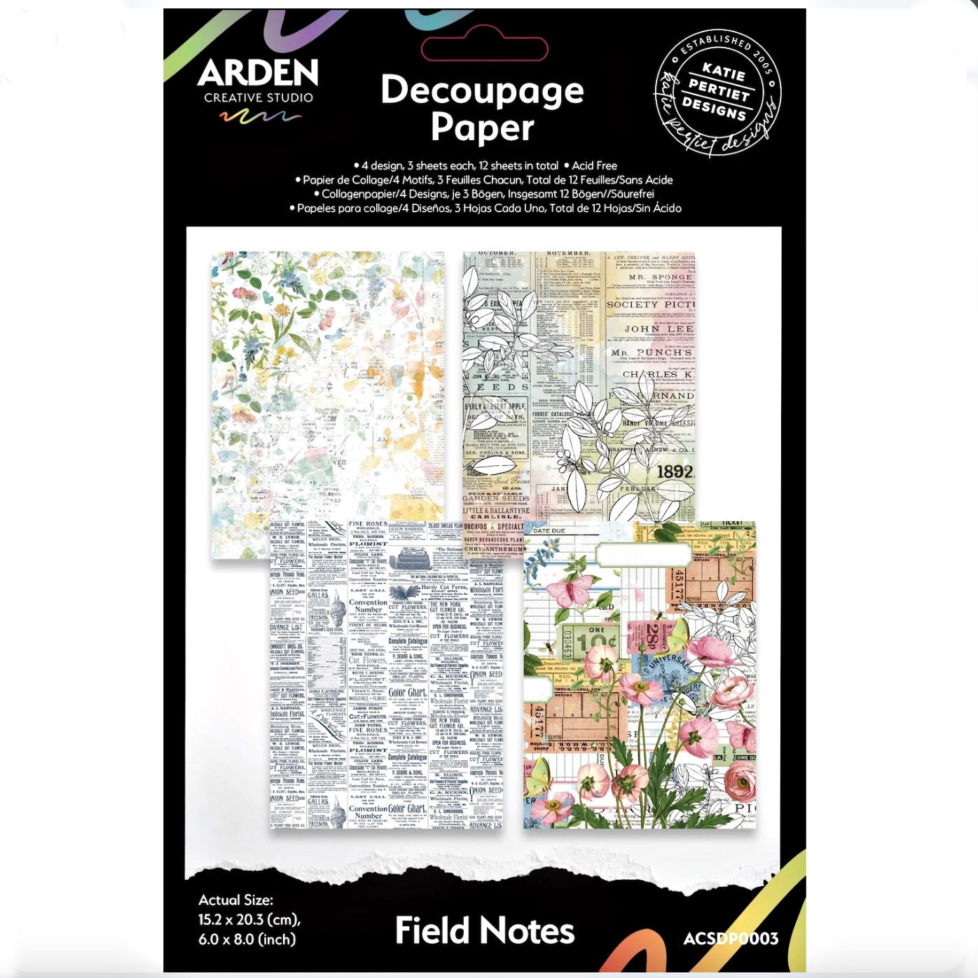NEW: Katie Pertiet Decoupage Papers: Field Notes