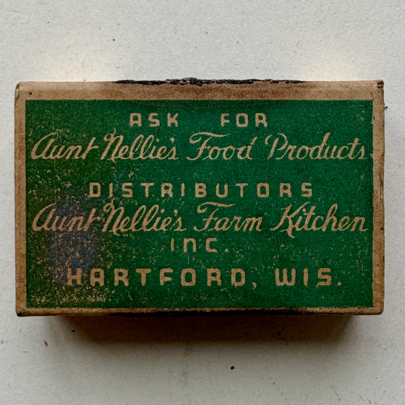 SOLD: Vintage Aunt Nellie's Safety Match Box