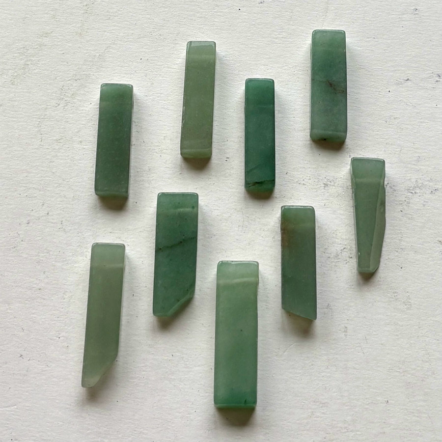 Long Slice Gemstone Aventurine Beads: Set of 12