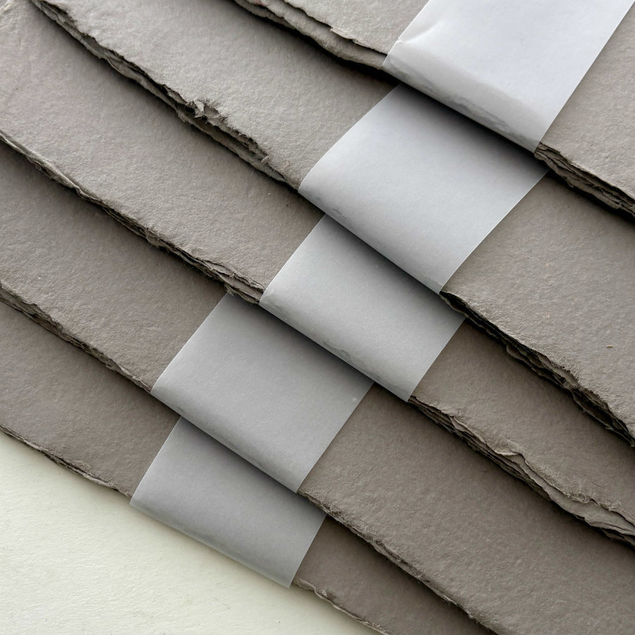 NEW: Grey Handmade Paper: Set of 10