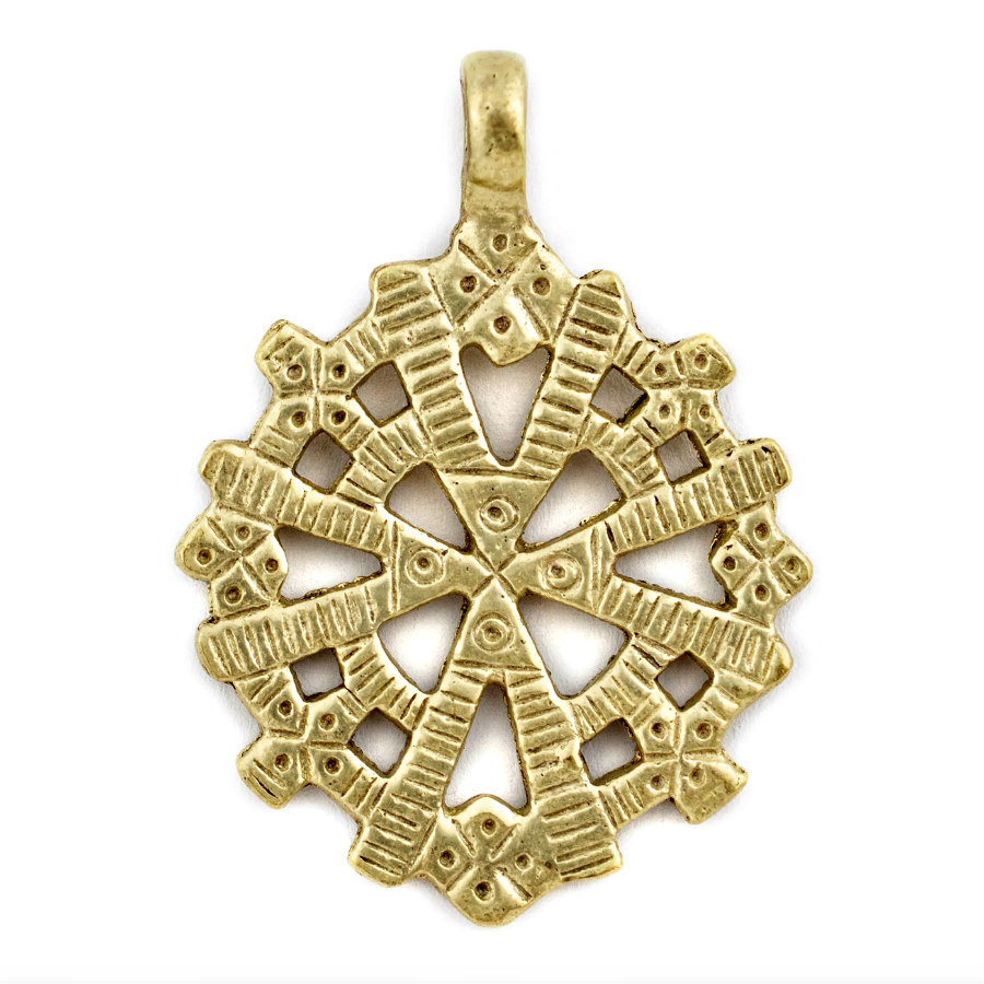 Brass Radiating Coptic Cross Pendant