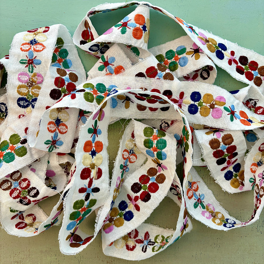 Embroidered Trim Fabric Ribbon: Fields of Color